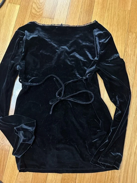 Express Black Velvet Top with Subtle Sheen - Picture 3 of 3